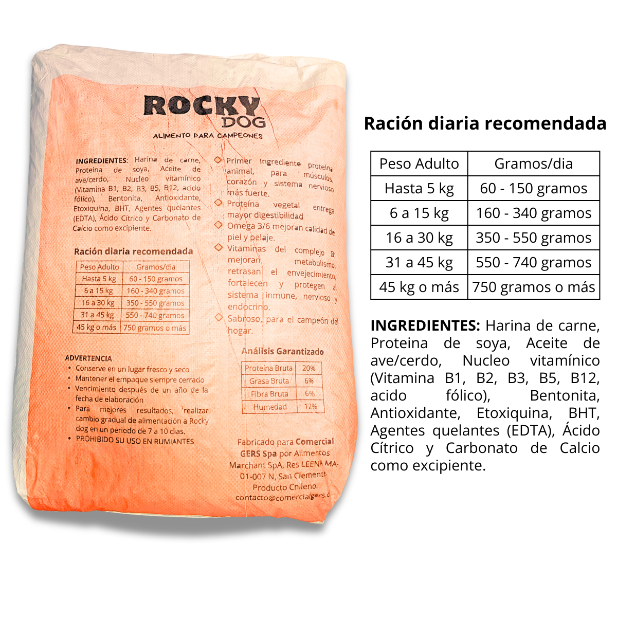 Rocky Dog Alimento de perro Adulto 25 kg