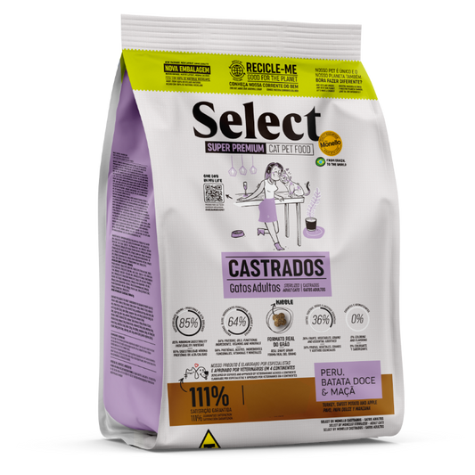 Alimento Select by Monello para Gatos Castrados sabor Pavo, papa dulce y manzana 1,5 Kg
