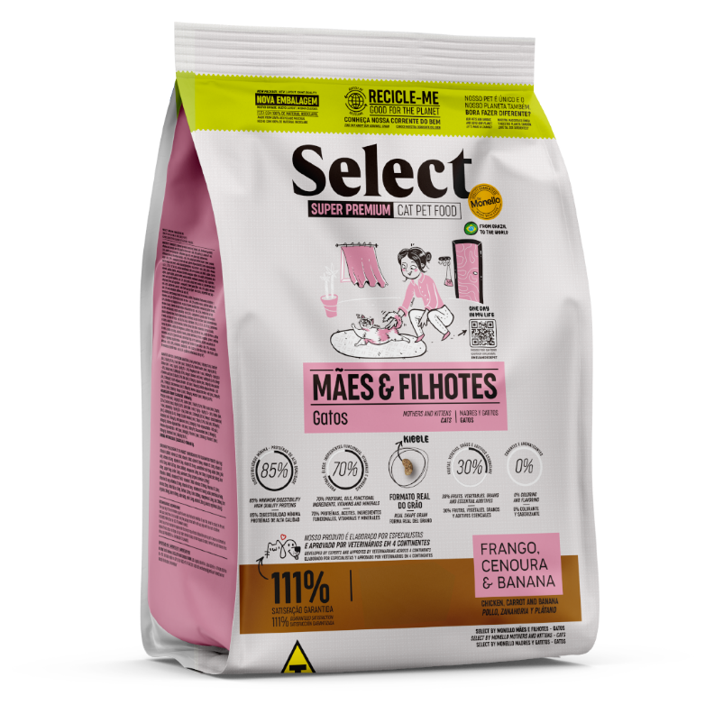 Alimento Select by Monello Gatas Madres y Gatitos Pollo, zanahoria y plátano 1,5 Kg