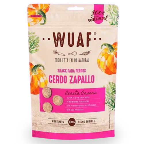 WUAF Snack Receta Casera sabor Cerdo y Zapallo 100 g