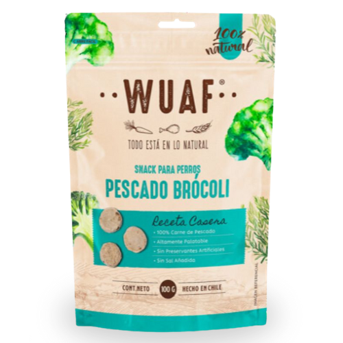 WUAF Snack Receta Casera sabor Pescado y Brocoli 100 g