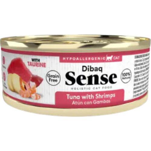 Alimento Húmedo Dibaq Sense para Gato Adulto sabor Atún y Gambas (camarón) 70 g.