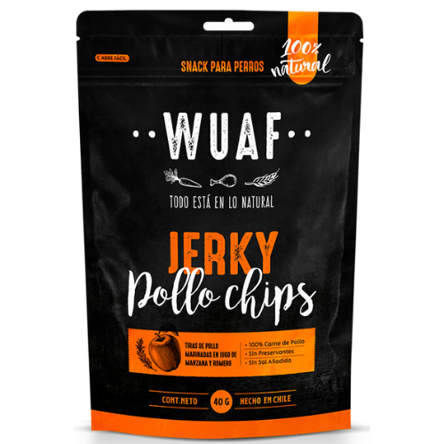 WUAF Snack Jerky chips sabor Pollo y Romero 40 g