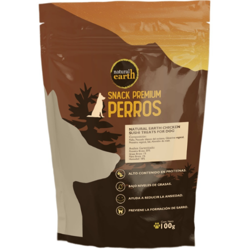 Snack deshidratado Natural Earth de Perro "chicken sushi" sabor Pollo 100 g