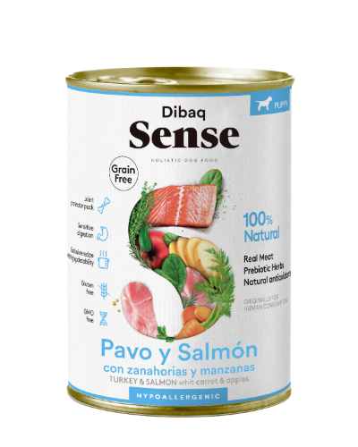 Dibaq Sense Alimento Húmedo Cachorro  Pavo y Salmón Lata 380 gr