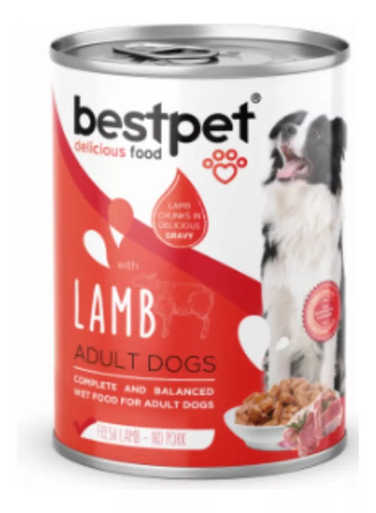 Alimento Húmedo Premium Bestpet para Perro sabor Trozos de Cordero 400 gr