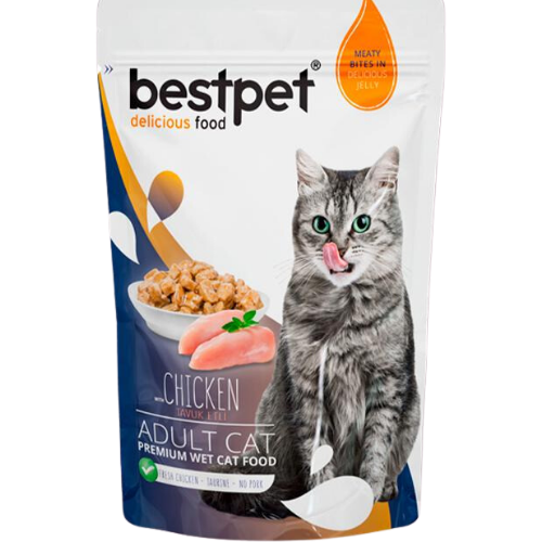 Sachet de alimento húmedo premium Bestpet para gatos sabor pollo 85 g