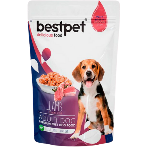 Sachet de alimento húmedo premium Bestpet para perros sabor cordero 85 g