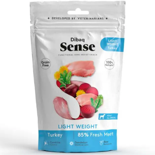 Snack semi húmedo Dibaq Sense funcional "Hipocalórico" para perros sabor Pavo 100 g