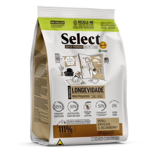 Alimento Select by Monello para Perro Senior Razas Mini y Pequeñas sabor Pavo, arveja y arándanos 2 Kg